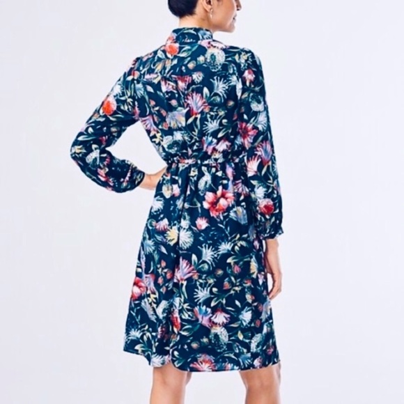 SOLD - J. Crew Navy Floral Neck Tie Dress - Picture 16 of 16